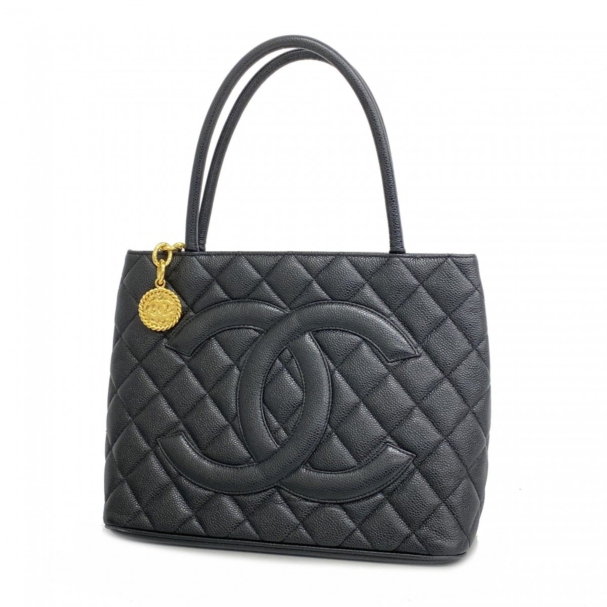 Chanel Tote Bag Reproduction Caviar Skin Black Women's