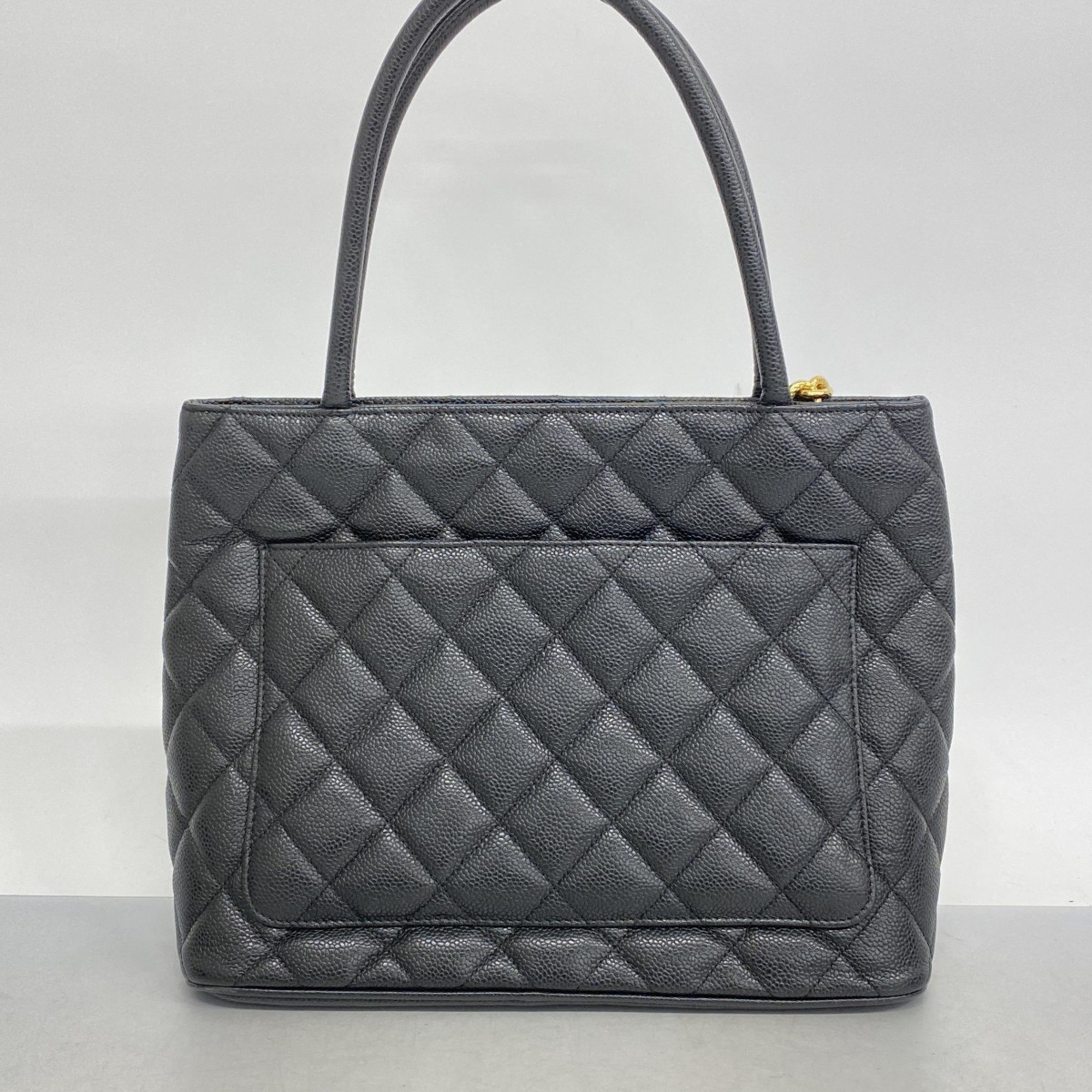 Chanel Tote Bag Reproduction Caviar Skin Black Women's