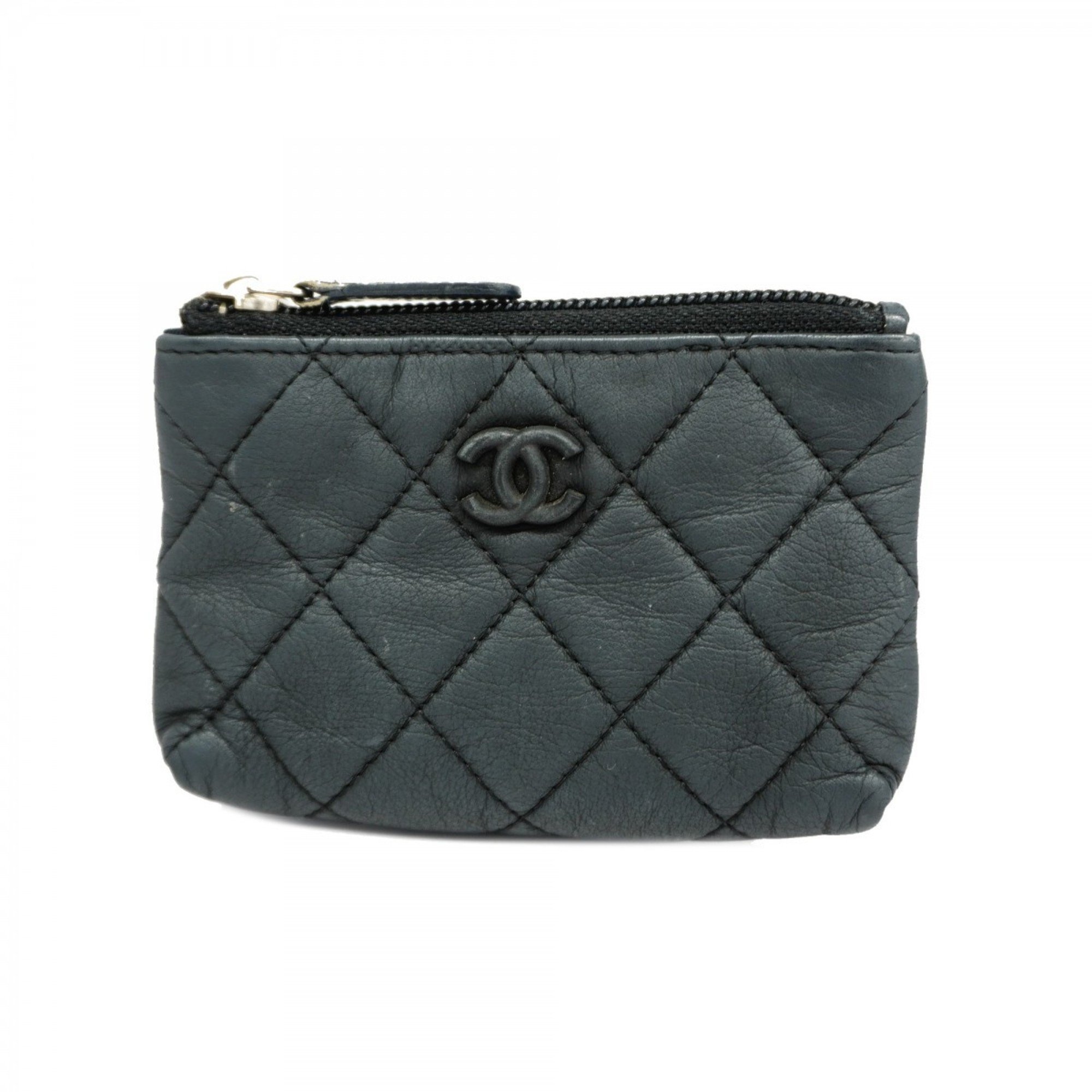 Chanel Wallet/Coin Case Matelasse Lambskin Black Women's