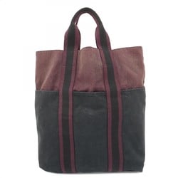 Hermes Tote Bag Foule Cabas Canvas Black Bordeaux Women's