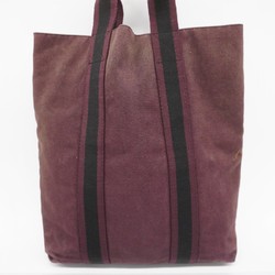 Hermes Tote Bag Foule Cabas Canvas Black Bordeaux Women's