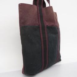 Hermes Tote Bag Foule Cabas Canvas Black Bordeaux Women's