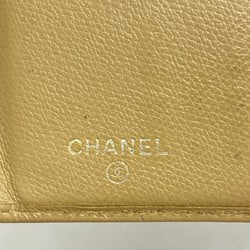 Chanel Long Wallet Coco Button Leather Beige Women's