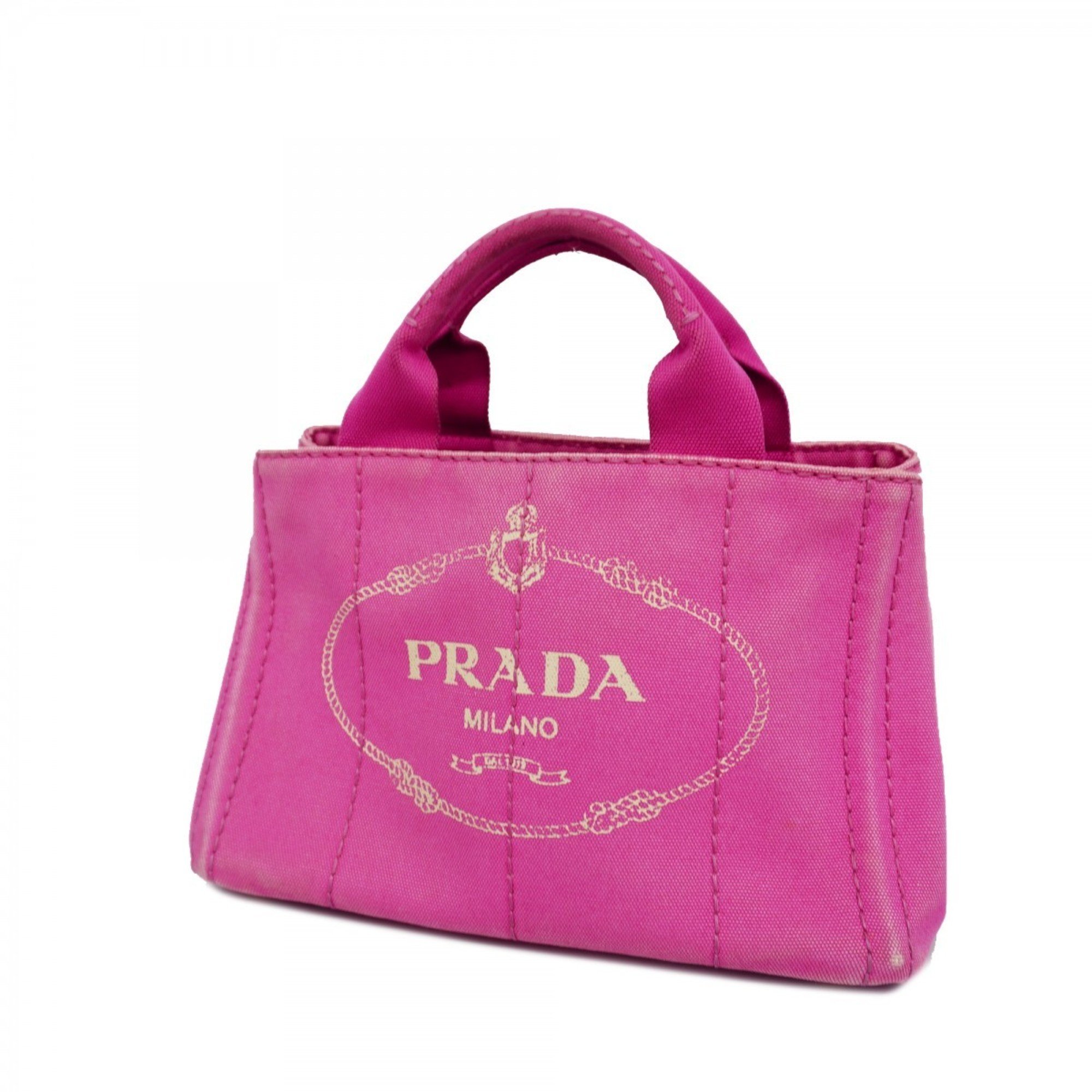 Prada Tote Bag Canapa Canvas Pink Women's