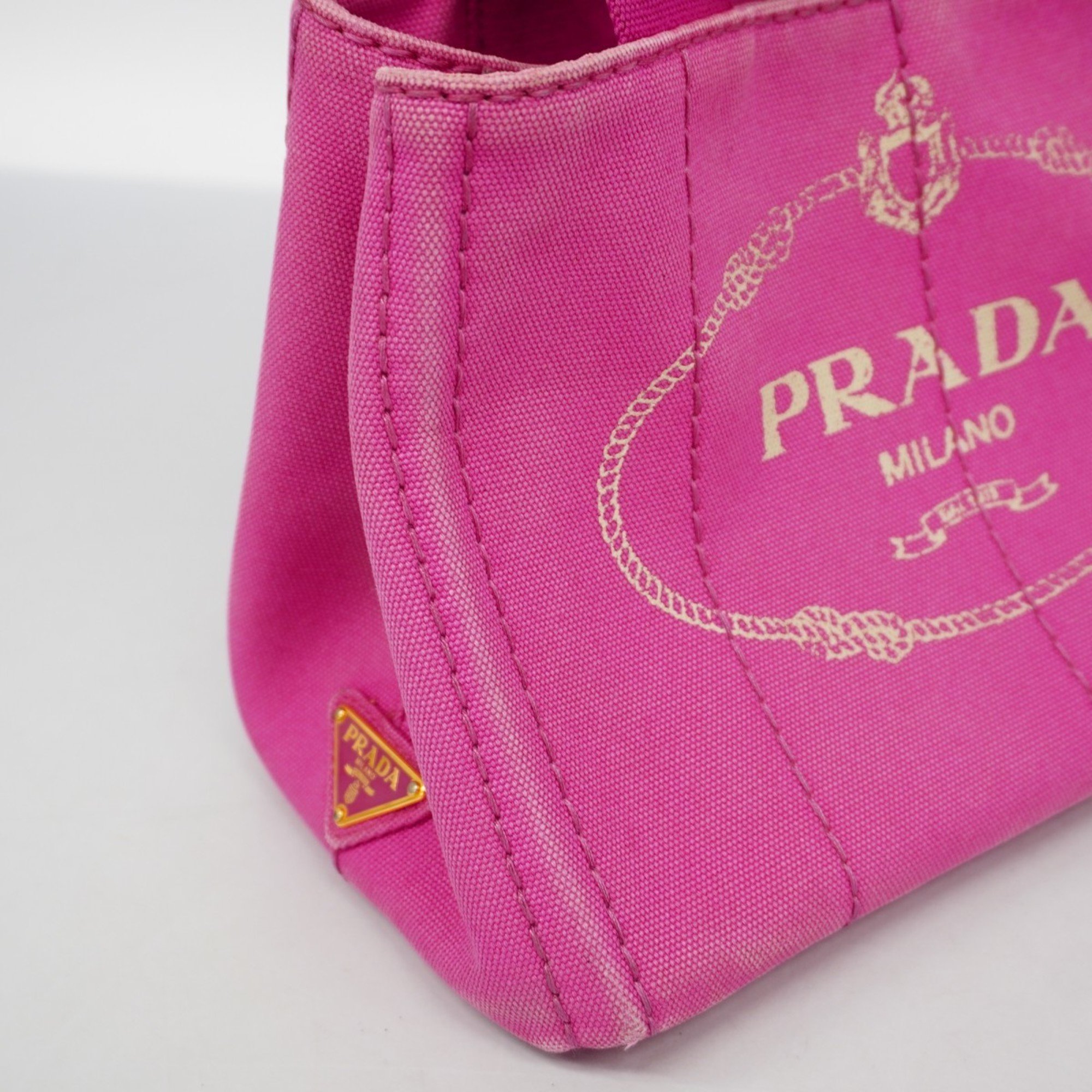 Prada Tote Bag Canapa Canvas Pink Women's