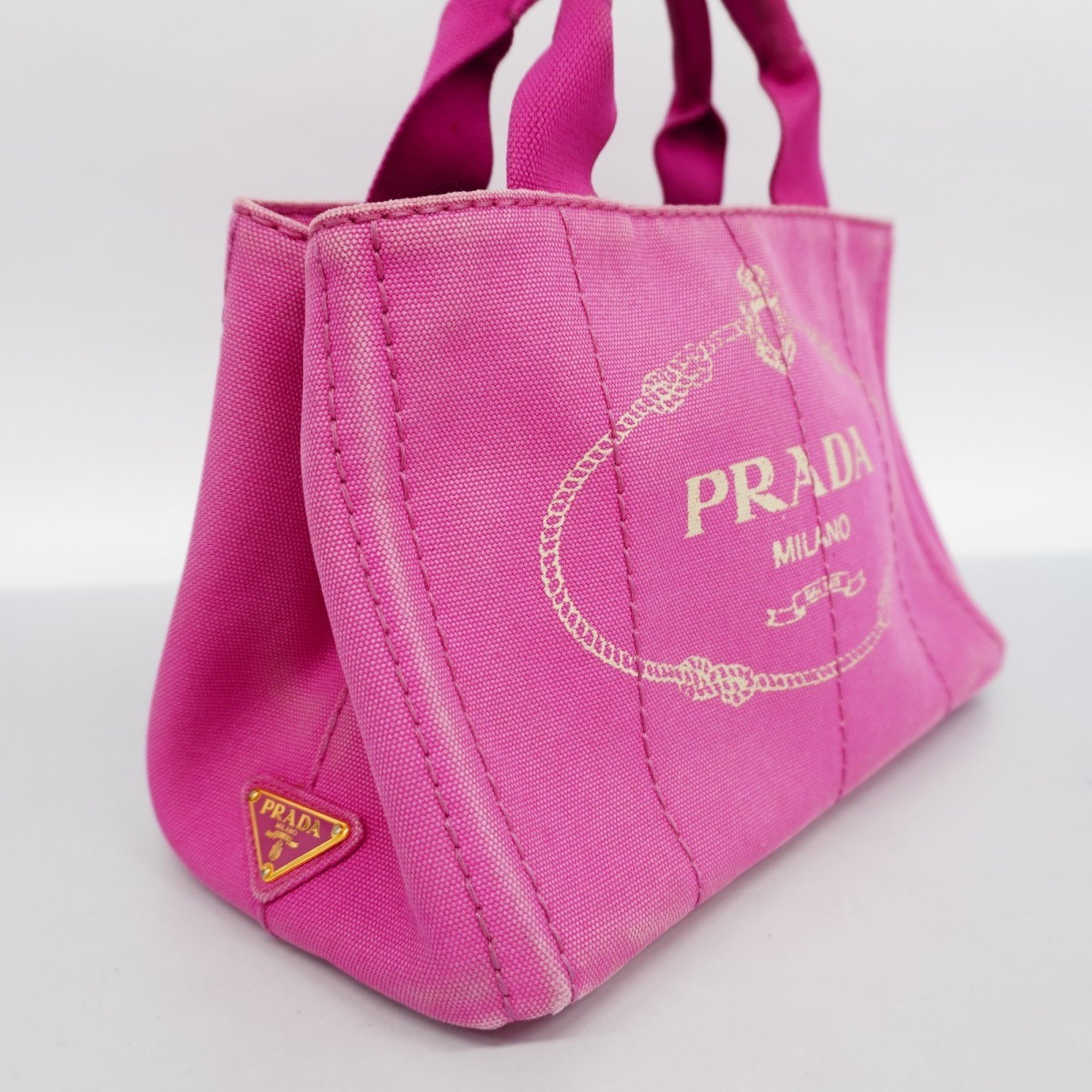 Prada Tote Bag Canapa Canvas Pink Women's