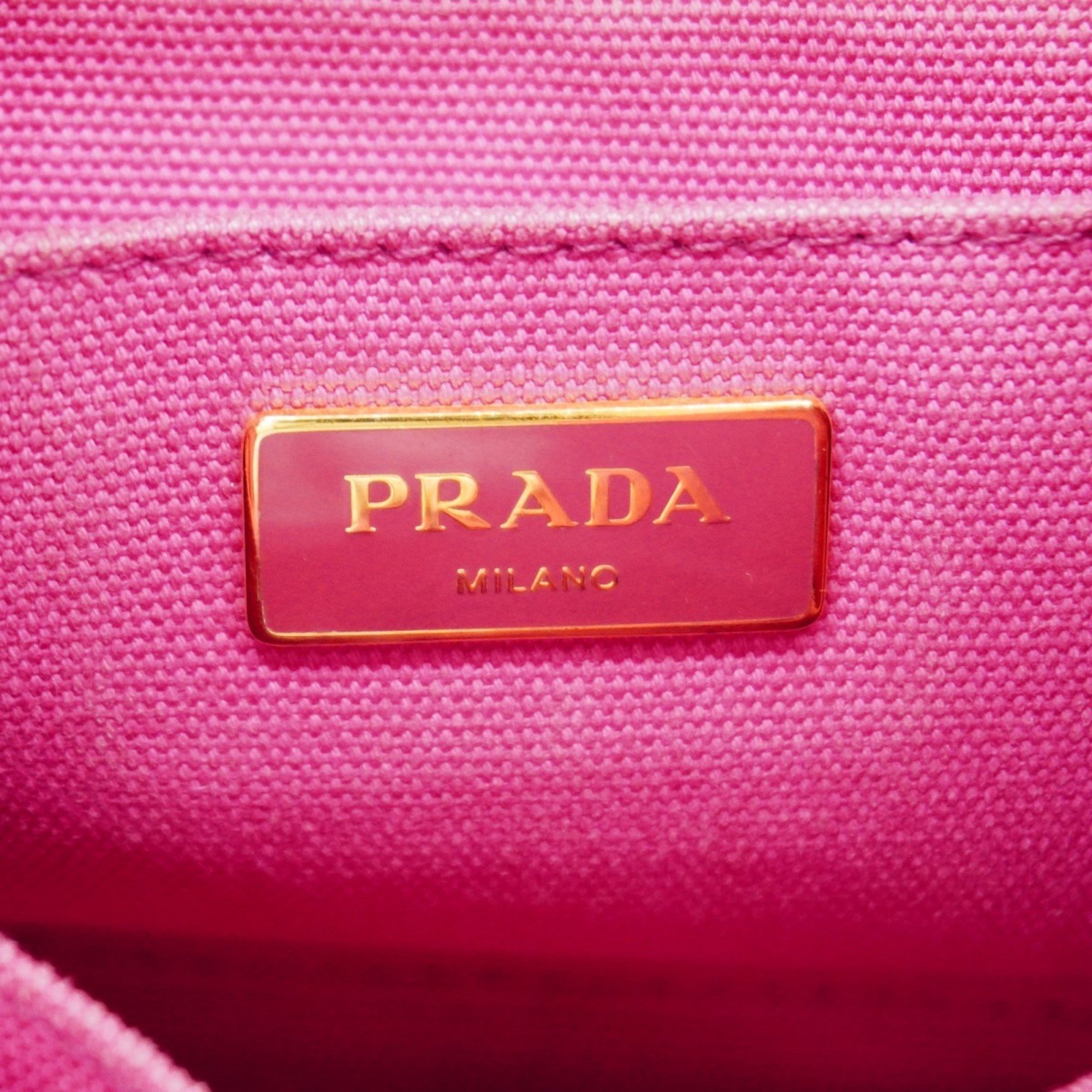 Prada Tote Bag Canapa Canvas Pink Women's