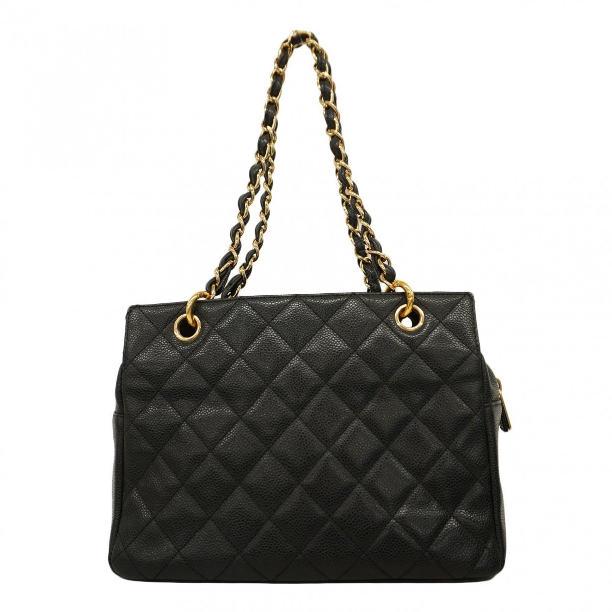 Chanel Shoulder Bag Matelasse Caviar Skin Black Women's