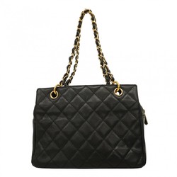 Chanel Shoulder Bag Matelasse Caviar Skin Black Women's