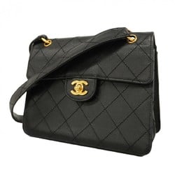 Chanel Shoulder Bag Matelasse Caviar Skin Black Women's