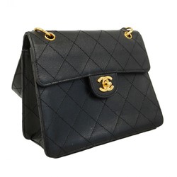 Chanel Shoulder Bag Matelasse Caviar Skin Black Women's