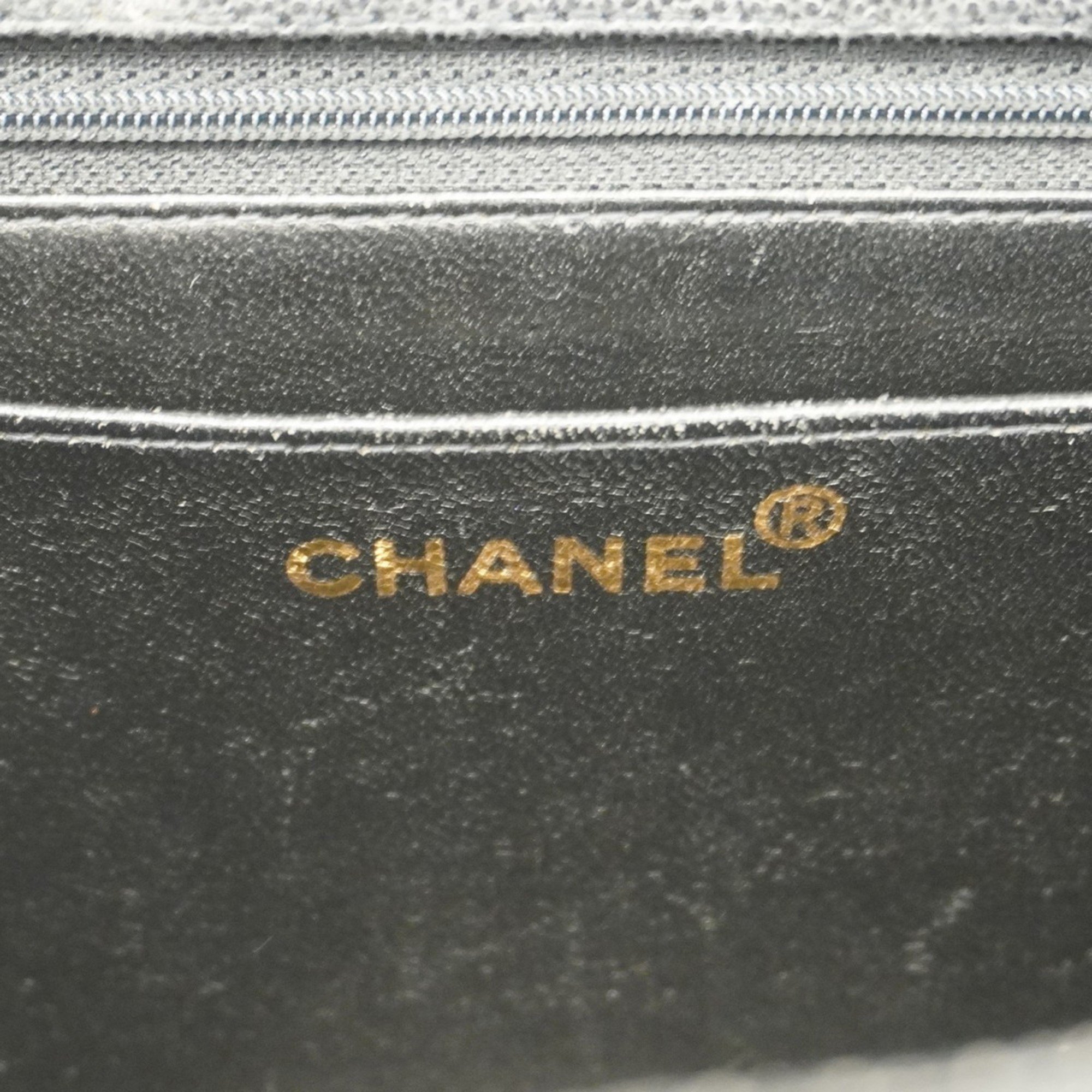 Chanel Shoulder Bag Matelasse Caviar Skin Black Women's