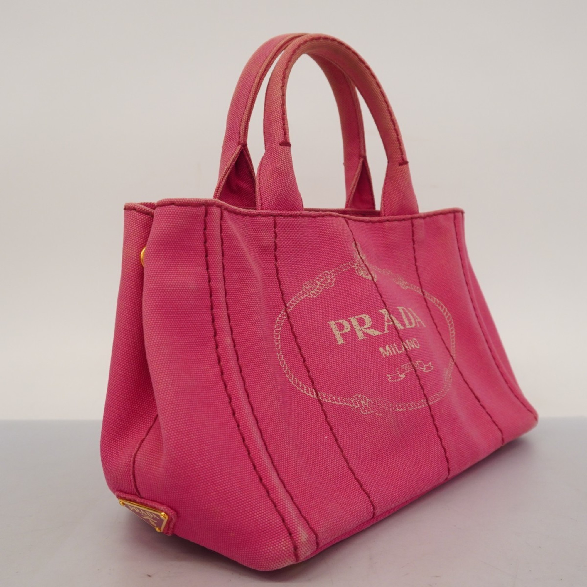 Prada Tote Bag Canapa Canvas Pink Women's