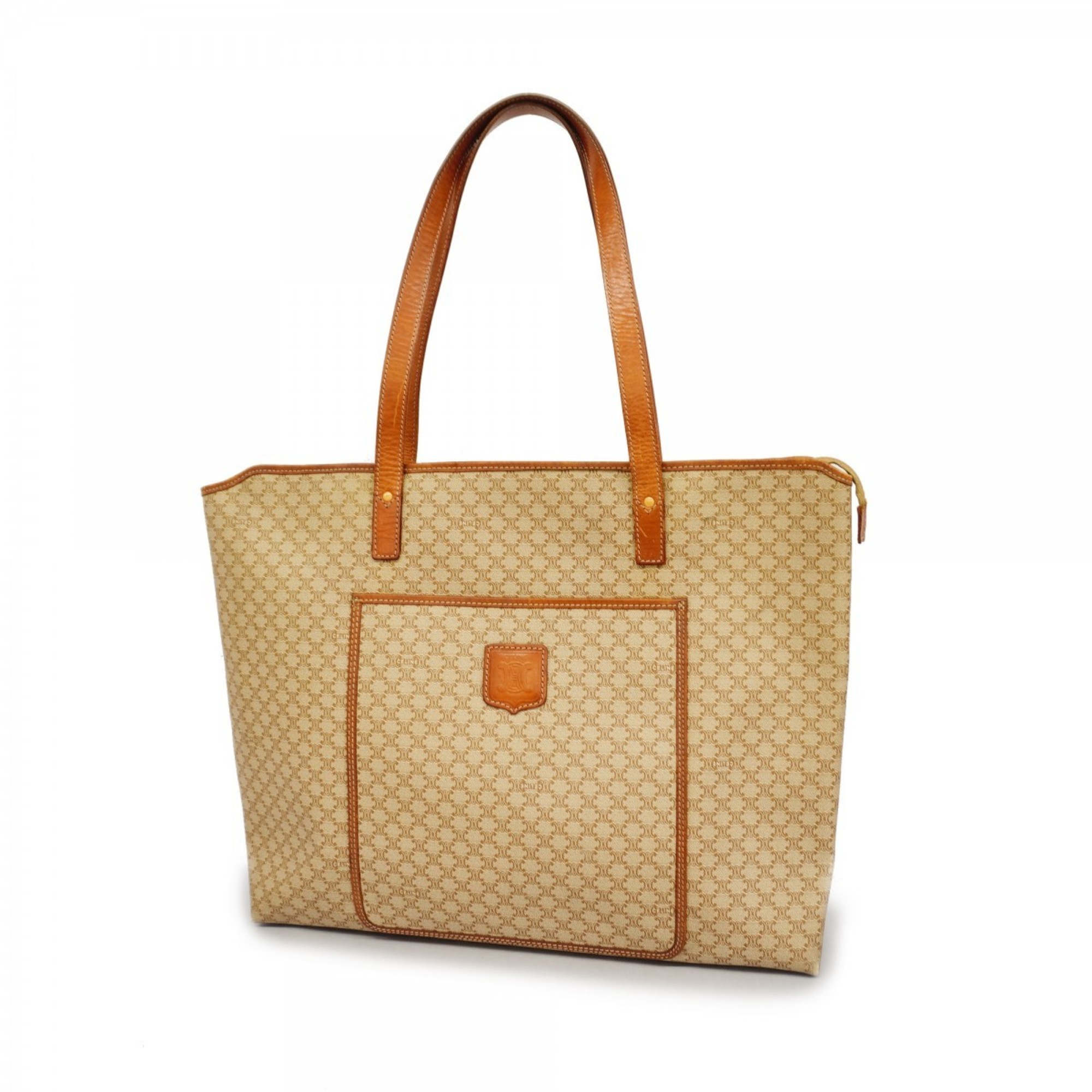 Celine Tote Bag Macadam Brown Beige Women's