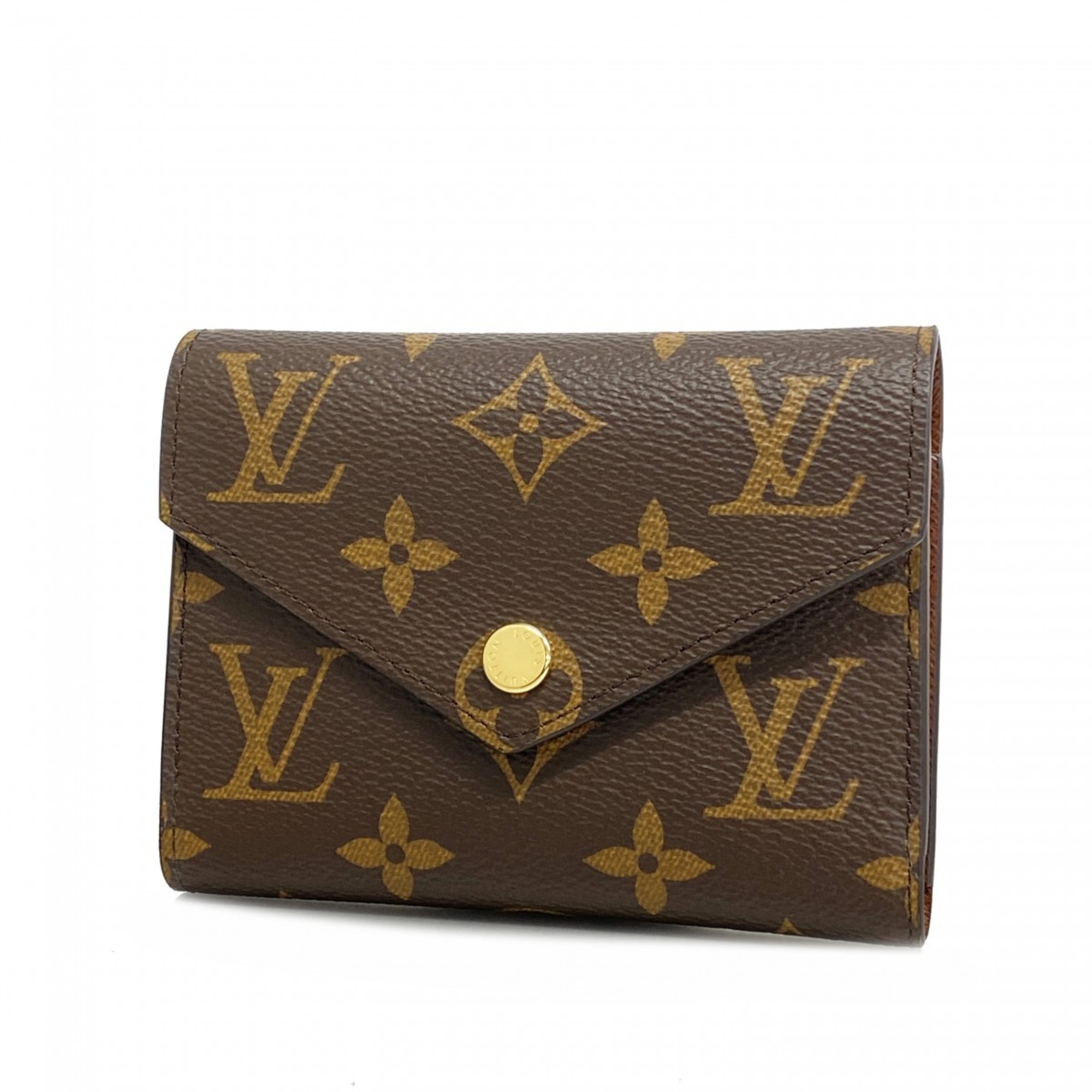 Louis Vuitton Tri-fold Wallet Monogram Portefeuille Victorine M62472 Brown Women's