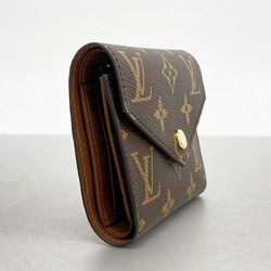 Louis Vuitton Tri-fold Wallet Monogram Portefeuille Victorine M62472 Brown Women's