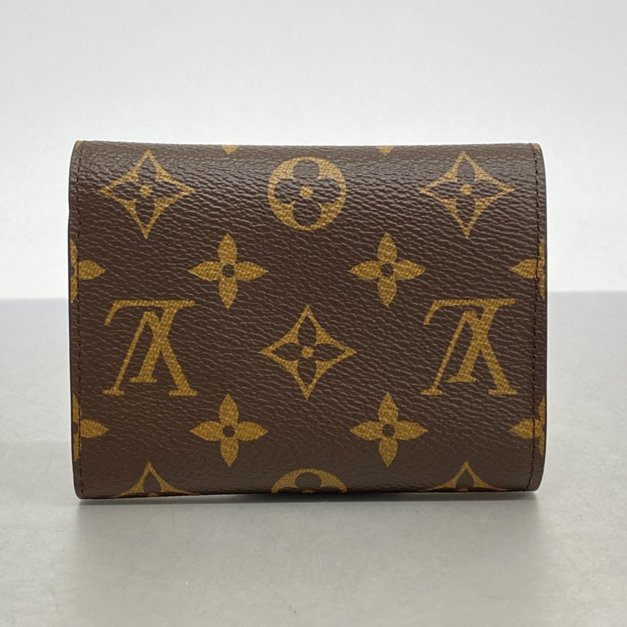 Louis Vuitton Tri-fold Wallet Monogram Portefeuille Victorine M62472 Brown Women's