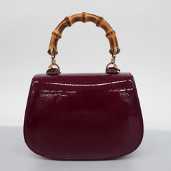 Gucci Handbag Bamboo 786482 Enamel Bordeaux Champagne Ladies