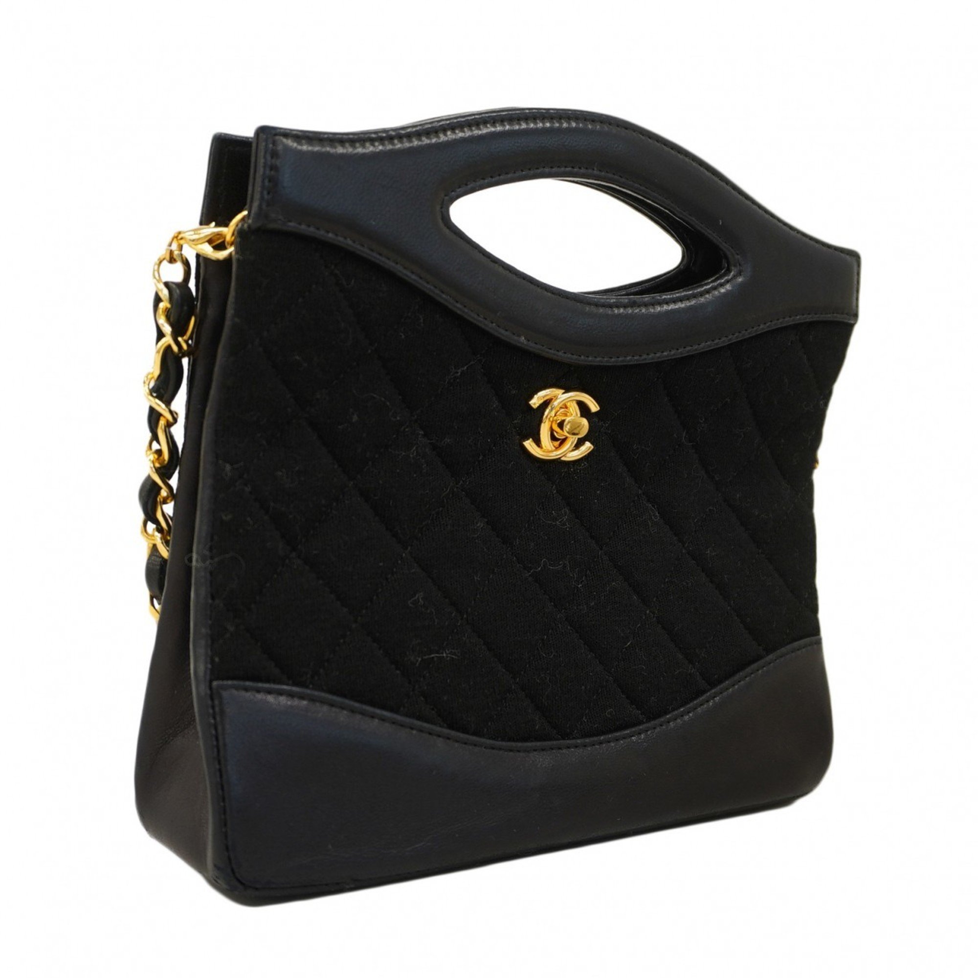 Chanel Shoulder Bag Matelasse Lambskin Cotton Black Women's