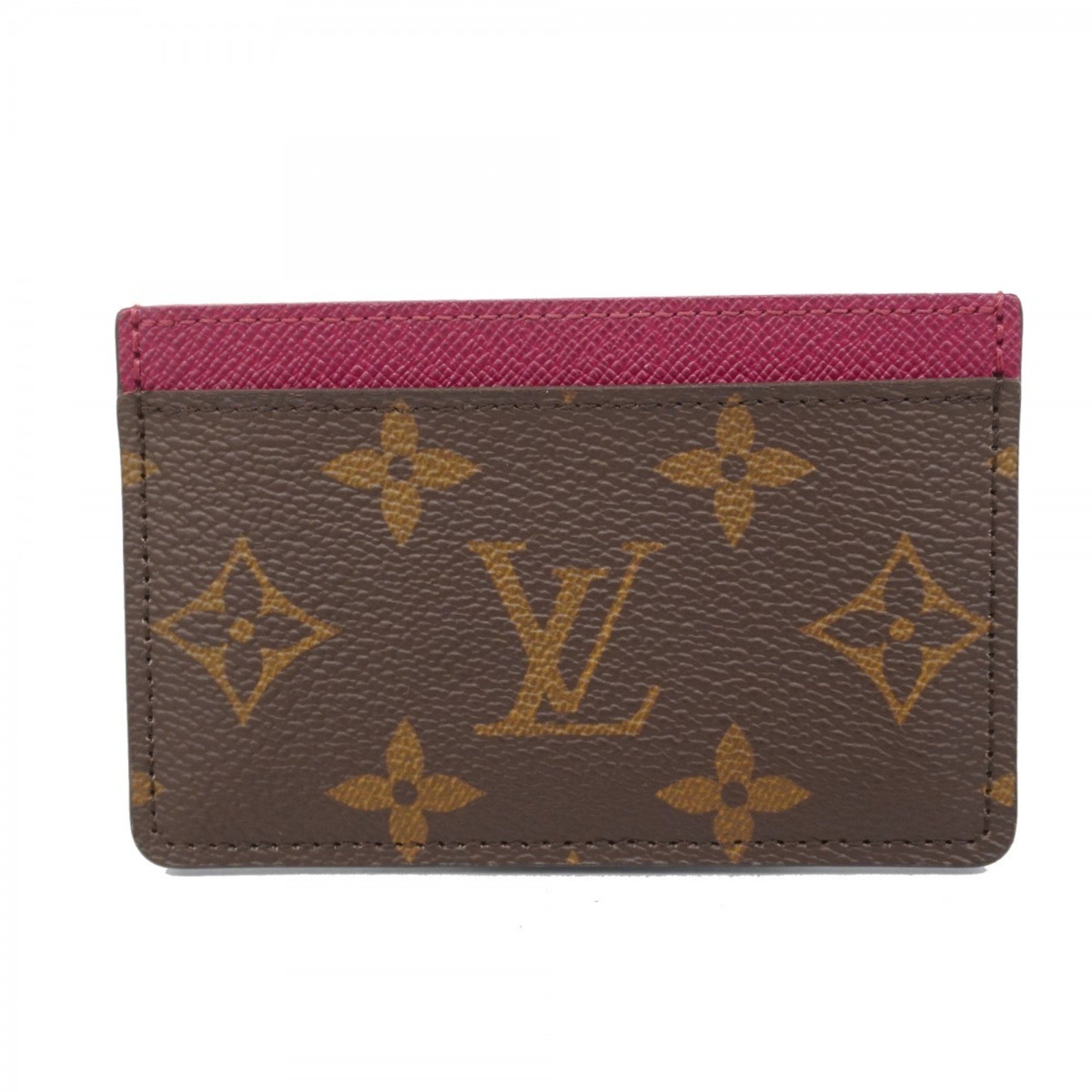 Louis Vuitton Business Card Holder/Card Case Monogram Porte Carte Sample M60703 Brown Fuchsia Men's Women's