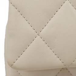 Chanel Shoulder Bag Matelasse Lambskin White Champagne Ladies