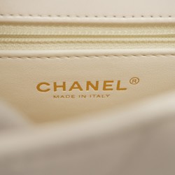 Chanel Shoulder Bag Matelasse Lambskin White Champagne Ladies