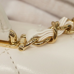 Chanel Shoulder Bag Matelasse Lambskin White Champagne Ladies