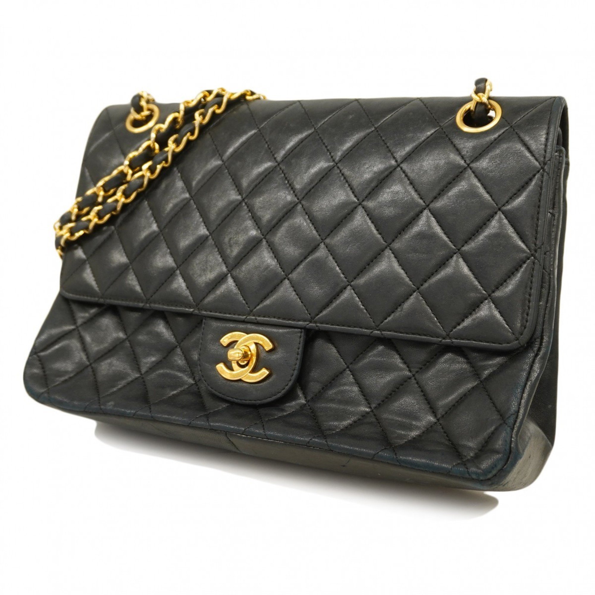 Chanel Shoulder Bag Matelasse Lambskin Black Women's