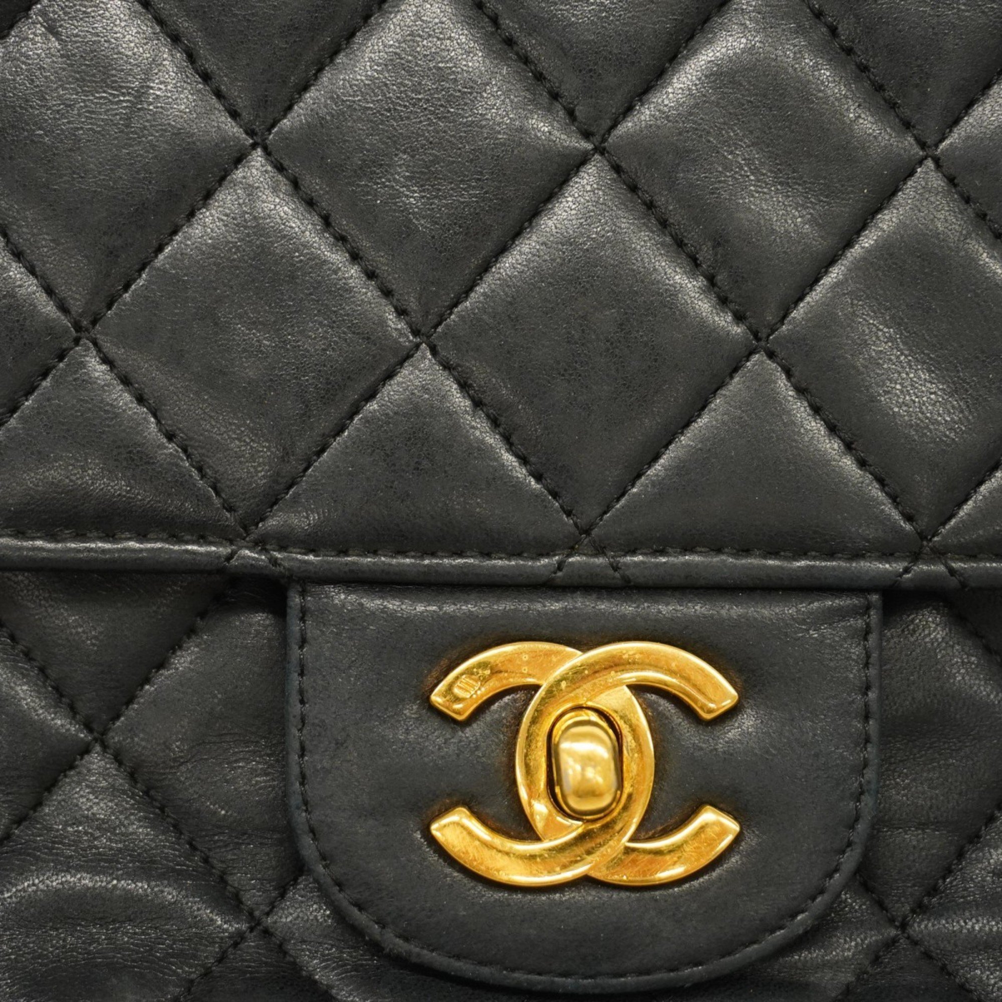 Chanel Shoulder Bag Matelasse Lambskin Black Women's