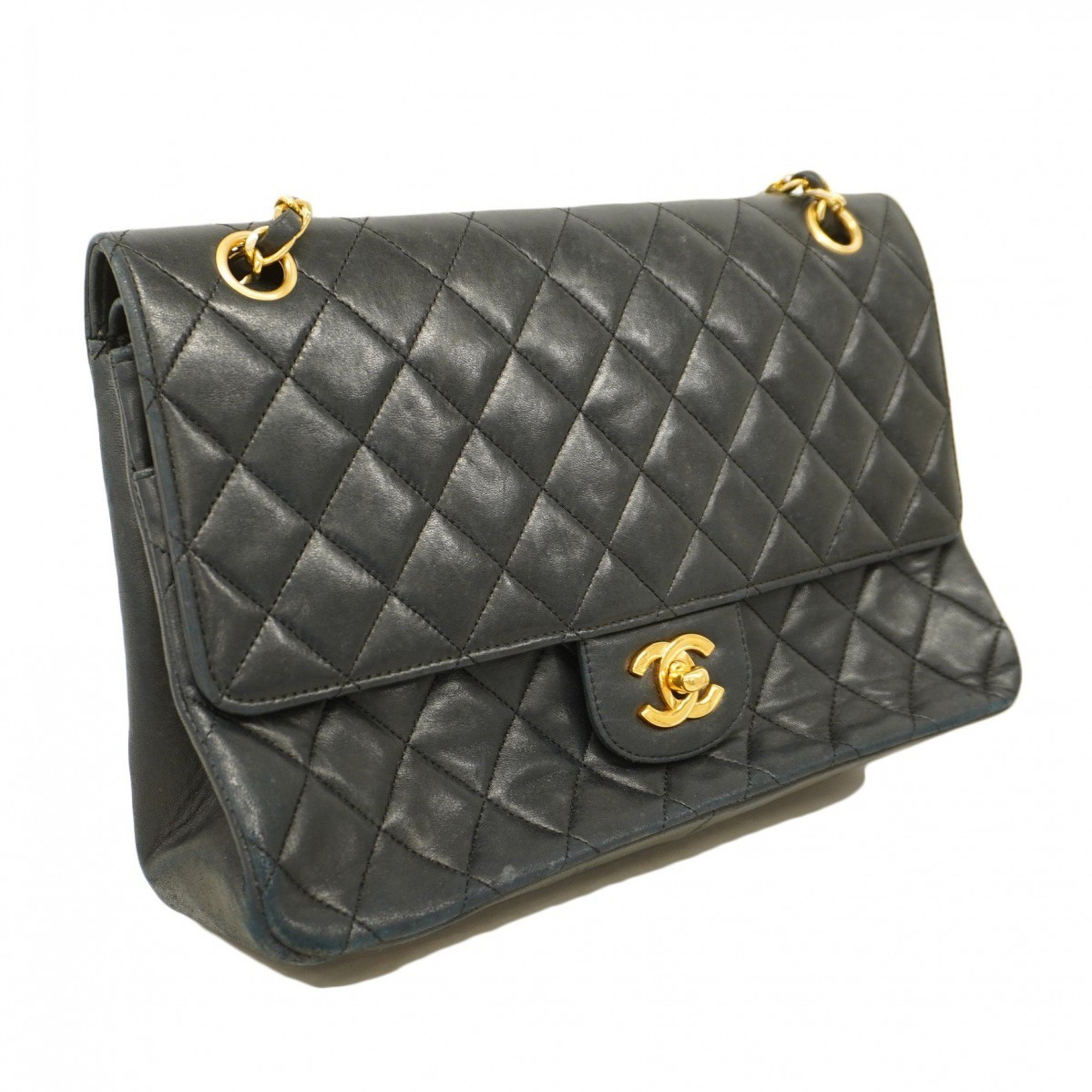 Chanel Shoulder Bag Matelasse Lambskin Black Women's