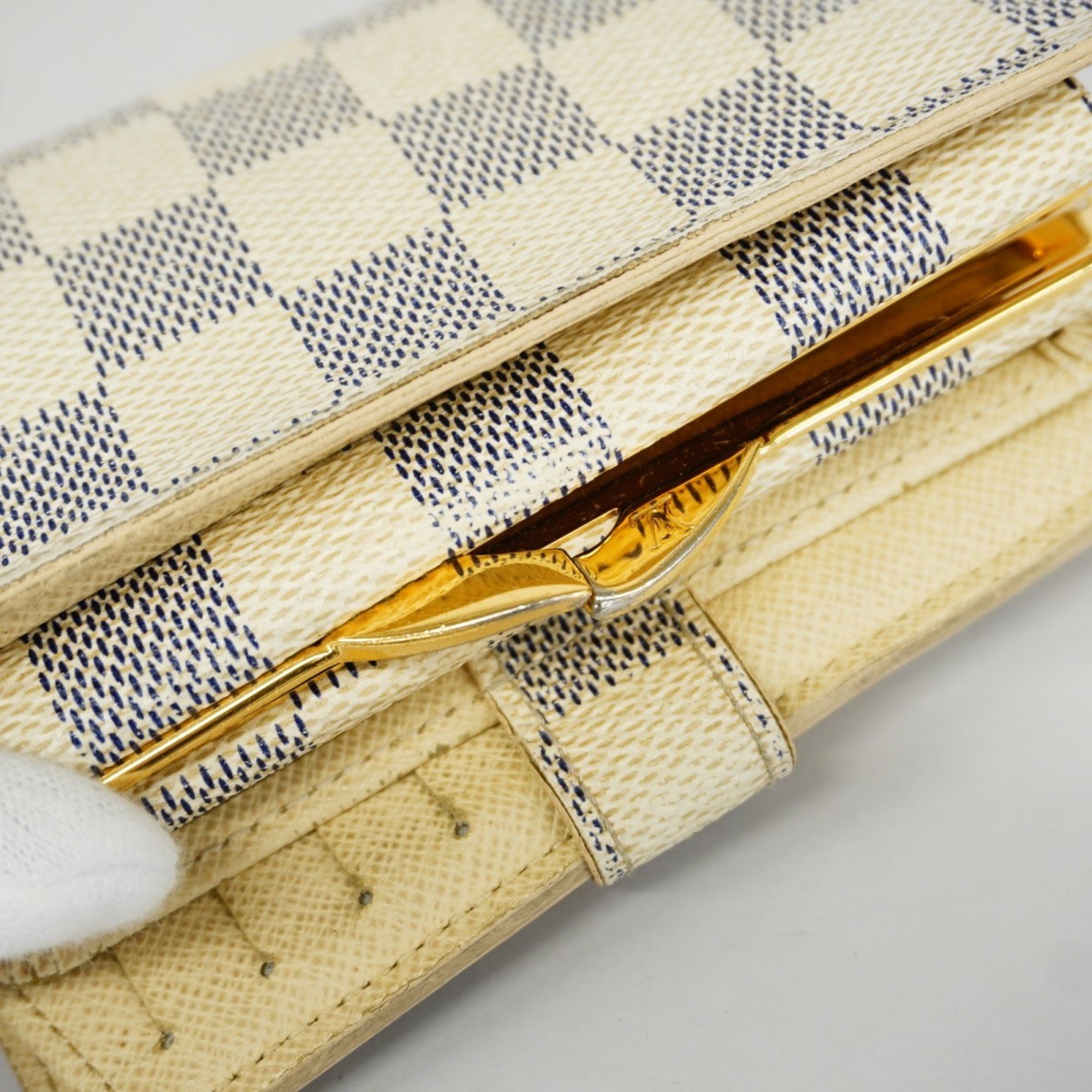 Louis Vuitton Wallet Damier Azur Portefeuille Viennese N61676 White Ladies