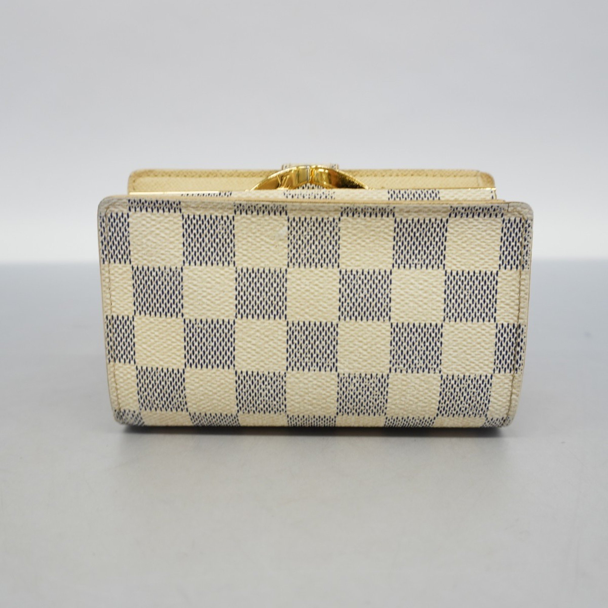 Louis Vuitton Wallet Damier Azur Portefeuille Viennese N61676 White Ladies