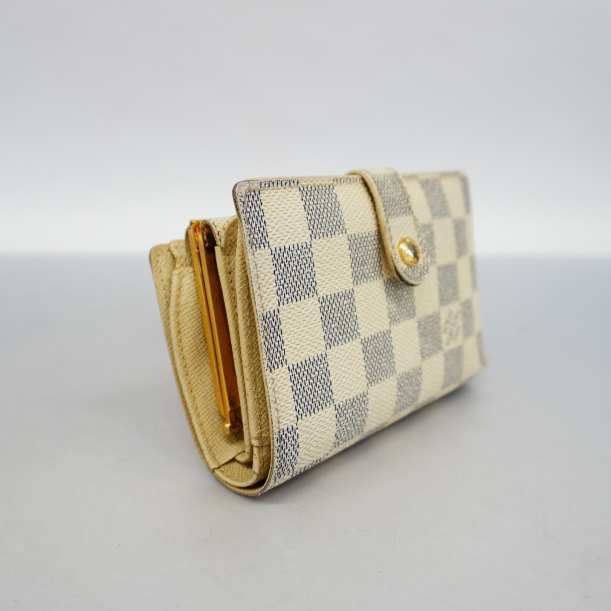 Louis Vuitton Wallet Damier Azur Portefeuille Viennese N61676 White Ladies