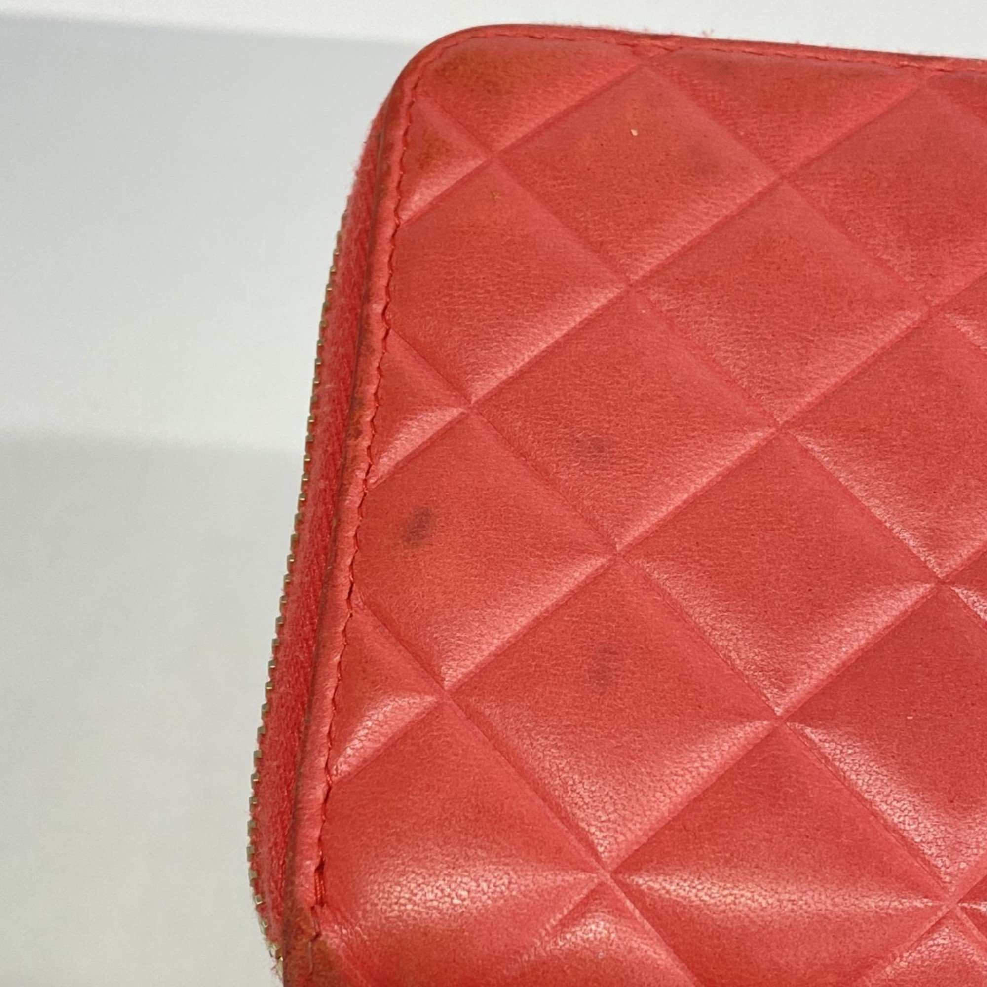 Chanel Long Wallet Matelasse Lambskin Pink Champagne Ladies