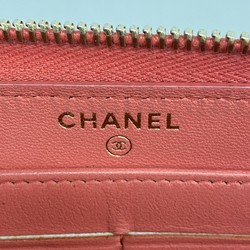 Chanel Long Wallet Matelasse Lambskin Pink Champagne Ladies