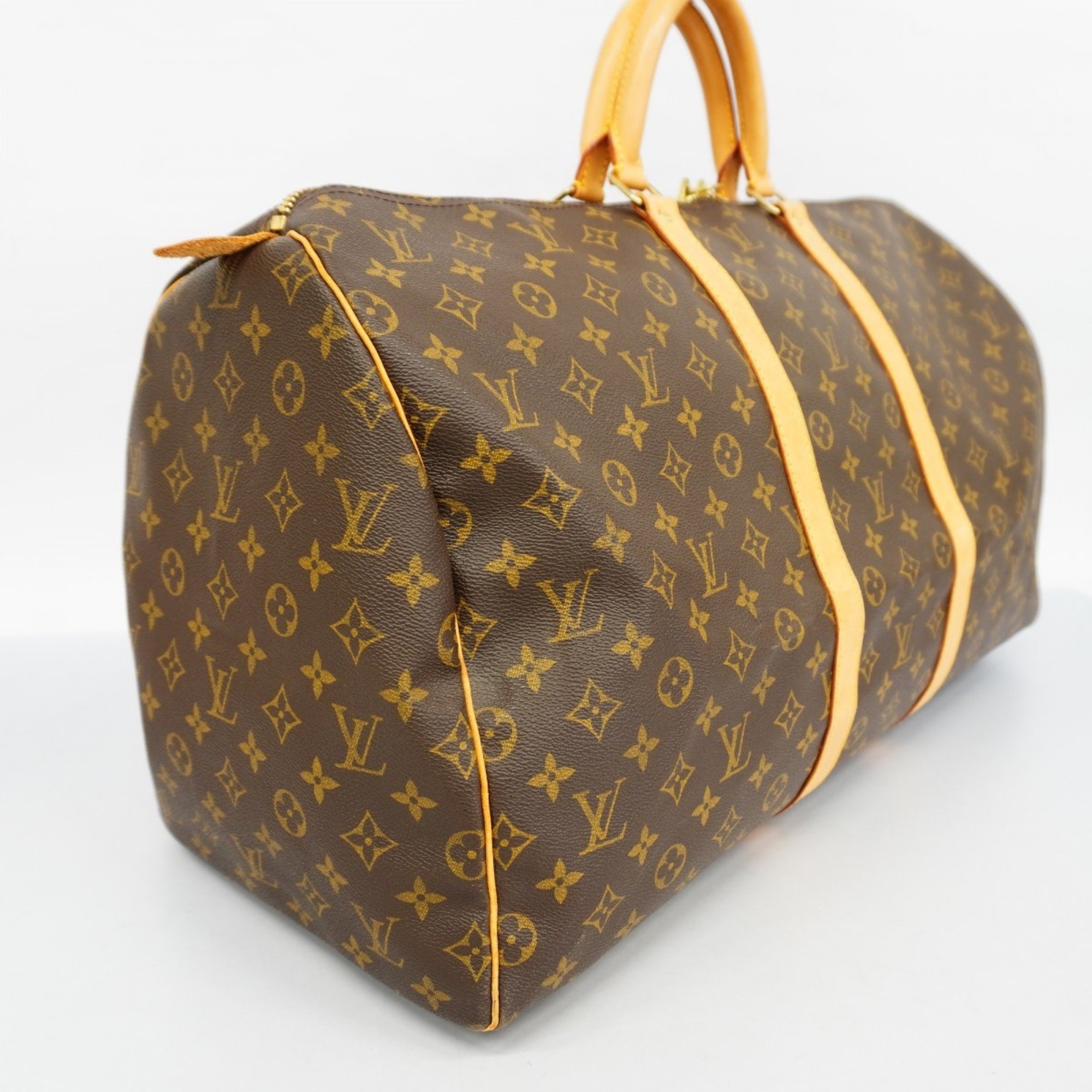 Louis Vuitton Boston Bag Monogram Keepall 55 M41424 Brown Men's Women's