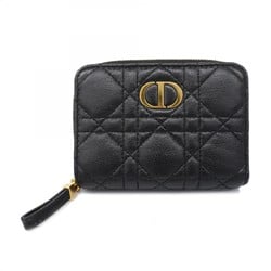 Christian Dior Wallet Cannage Leather Black Women's