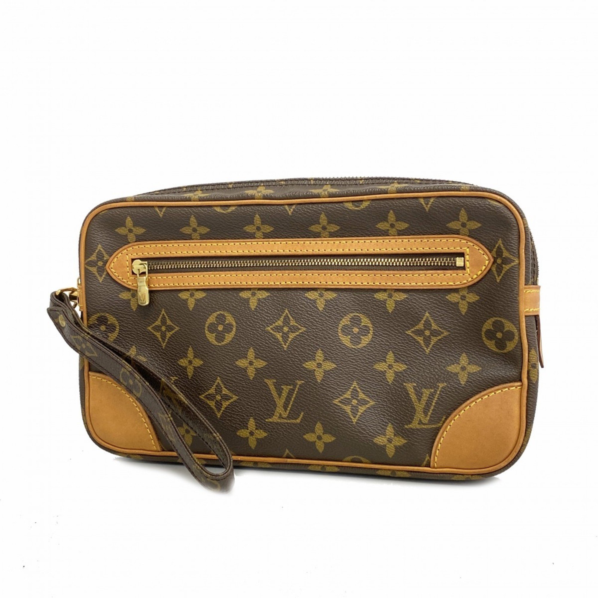 Louis Vuitton Clutch Bag Monogram Marly Dragonne M51825 Brown Men's