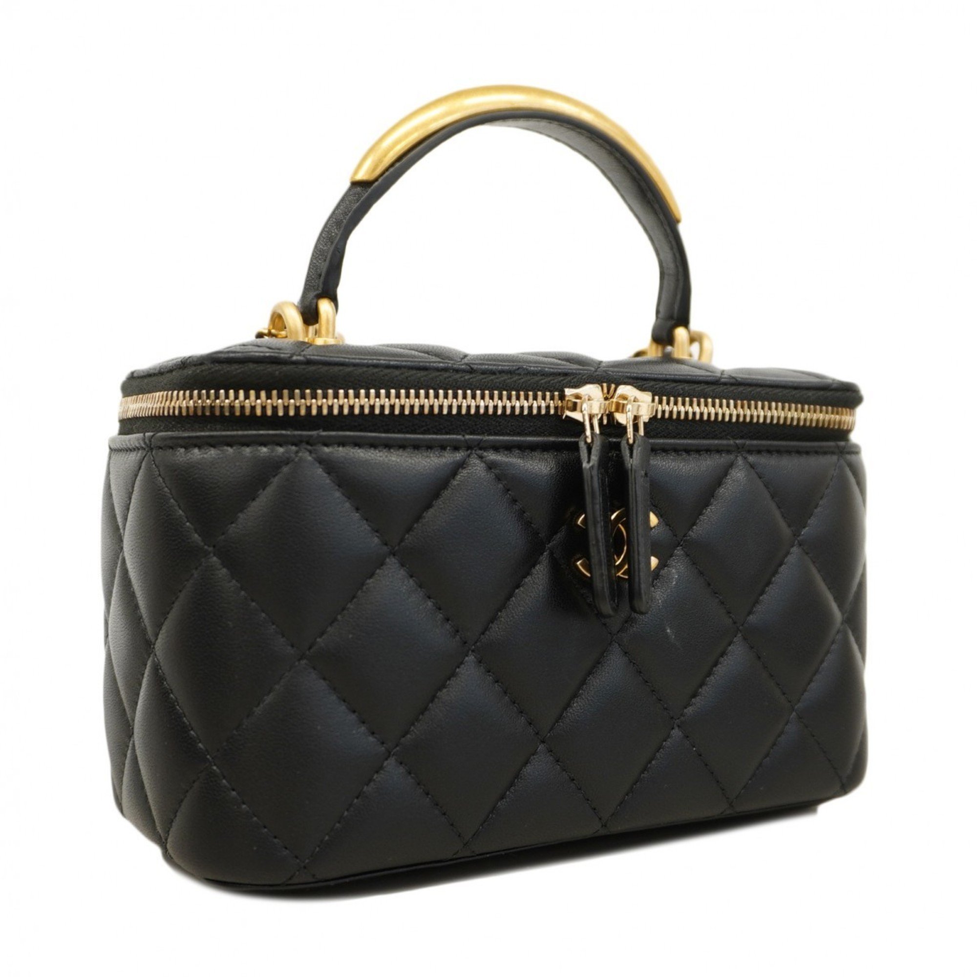 Chanel Shoulder Bag Matelasse Lambskin Black Women's