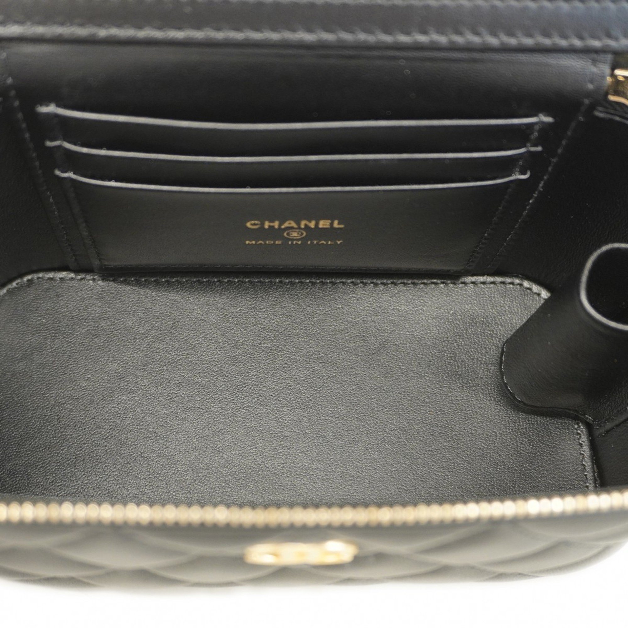 Chanel Shoulder Bag Matelasse Lambskin Black Women's