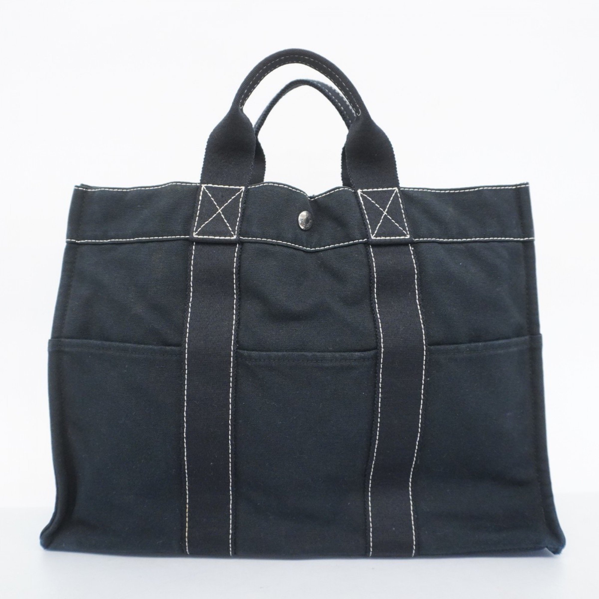 Hermes Tote Bag Deauville MM Canvas Black Men's Women's