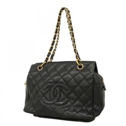 Chanel Shoulder Bag Matelasse Caviar Skin Black Women's