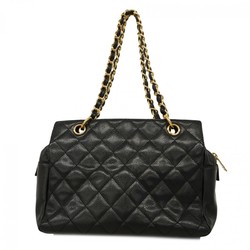 Chanel Shoulder Bag Matelasse Caviar Skin Black Women's