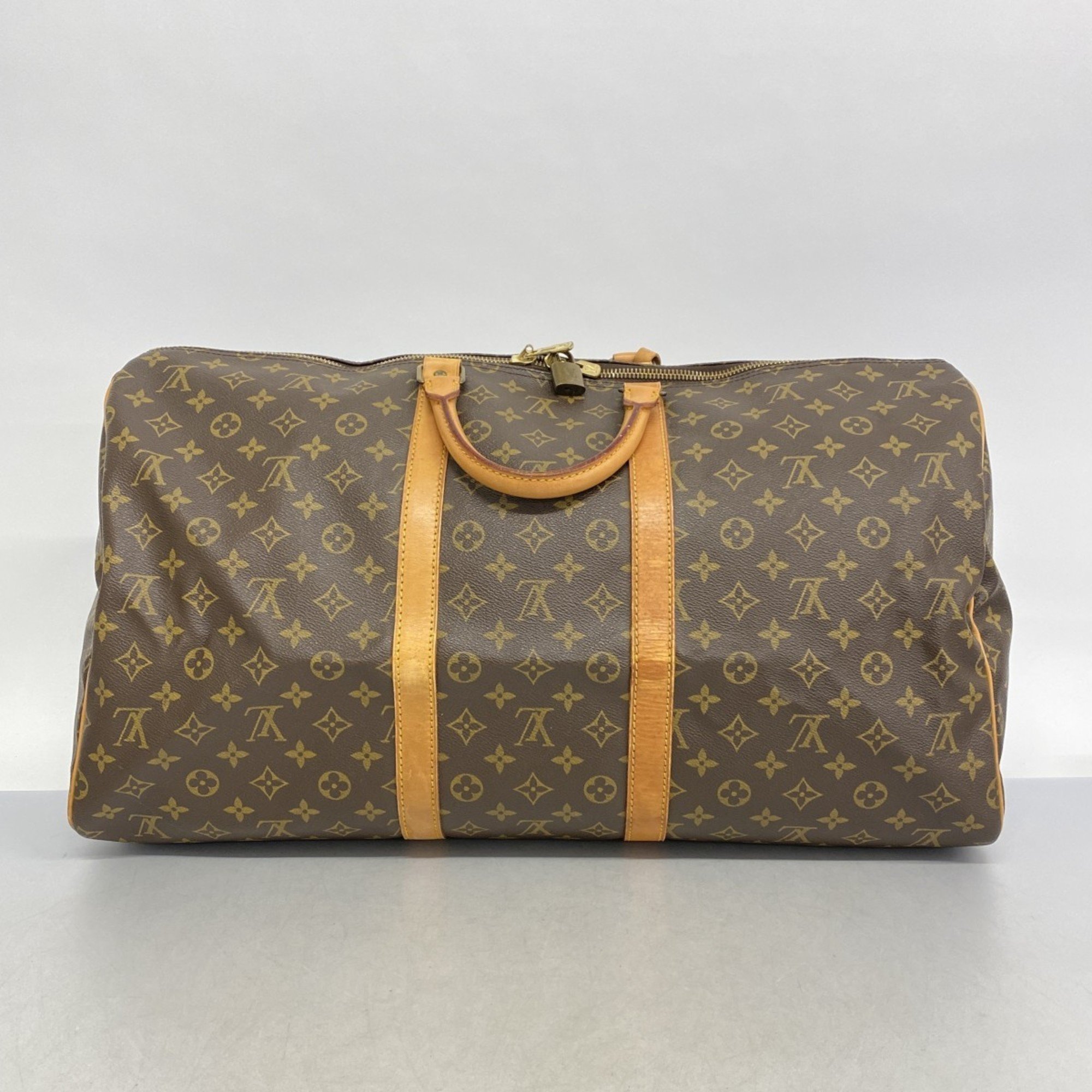 Louis Vuitton Boston Bag Monogram Keepall 55 M41424 Brown Men's Women's