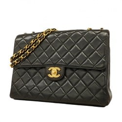 Chanel Shoulder Bag Deca Matelasse Lambskin Black Women's