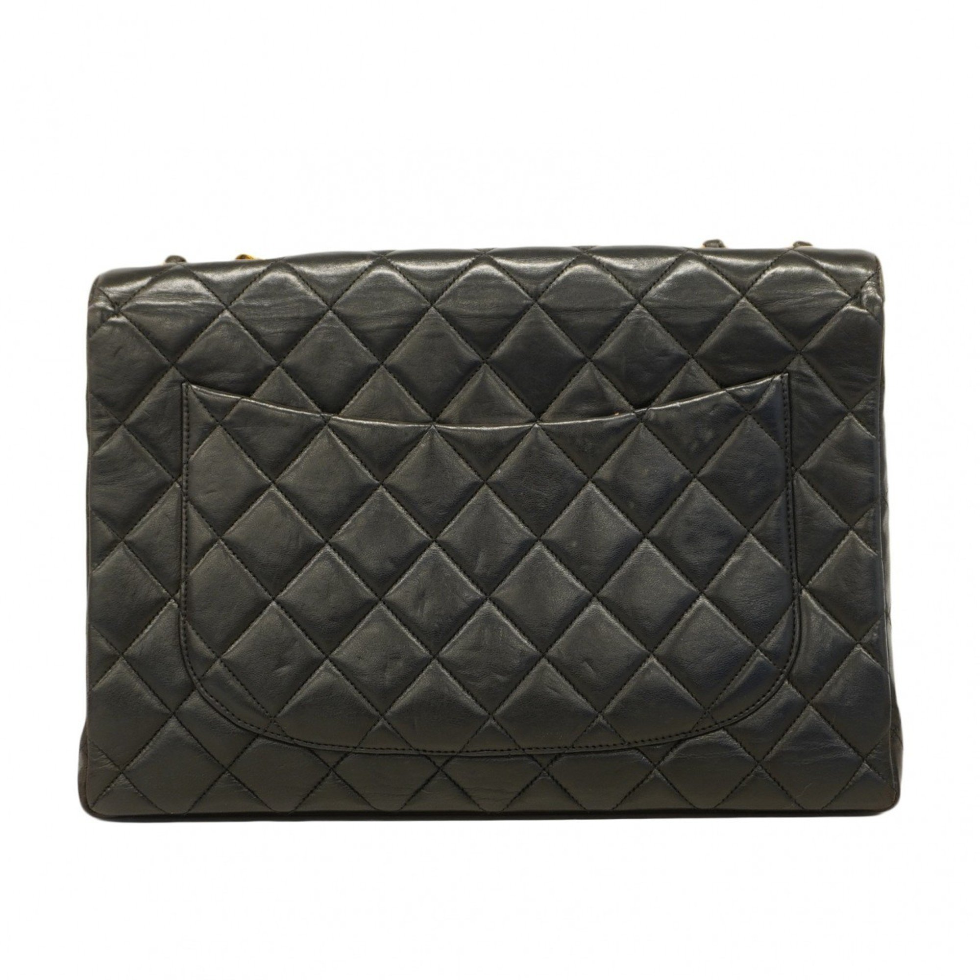 Chanel Shoulder Bag Deca Matelasse Lambskin Black Women's