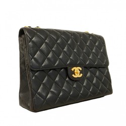 Chanel Shoulder Bag Deca Matelasse Lambskin Black Women's