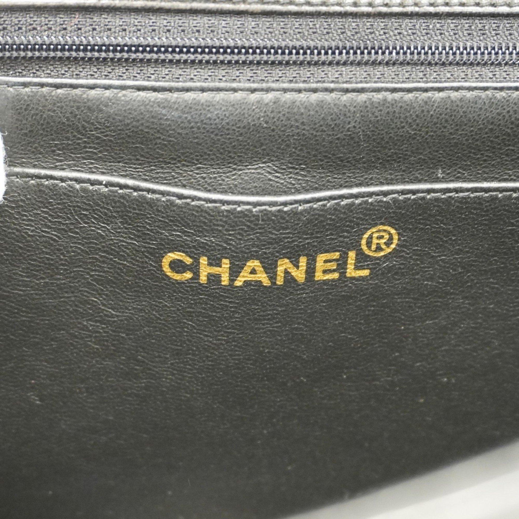 Chanel Shoulder Bag Deca Matelasse Lambskin Black Women's