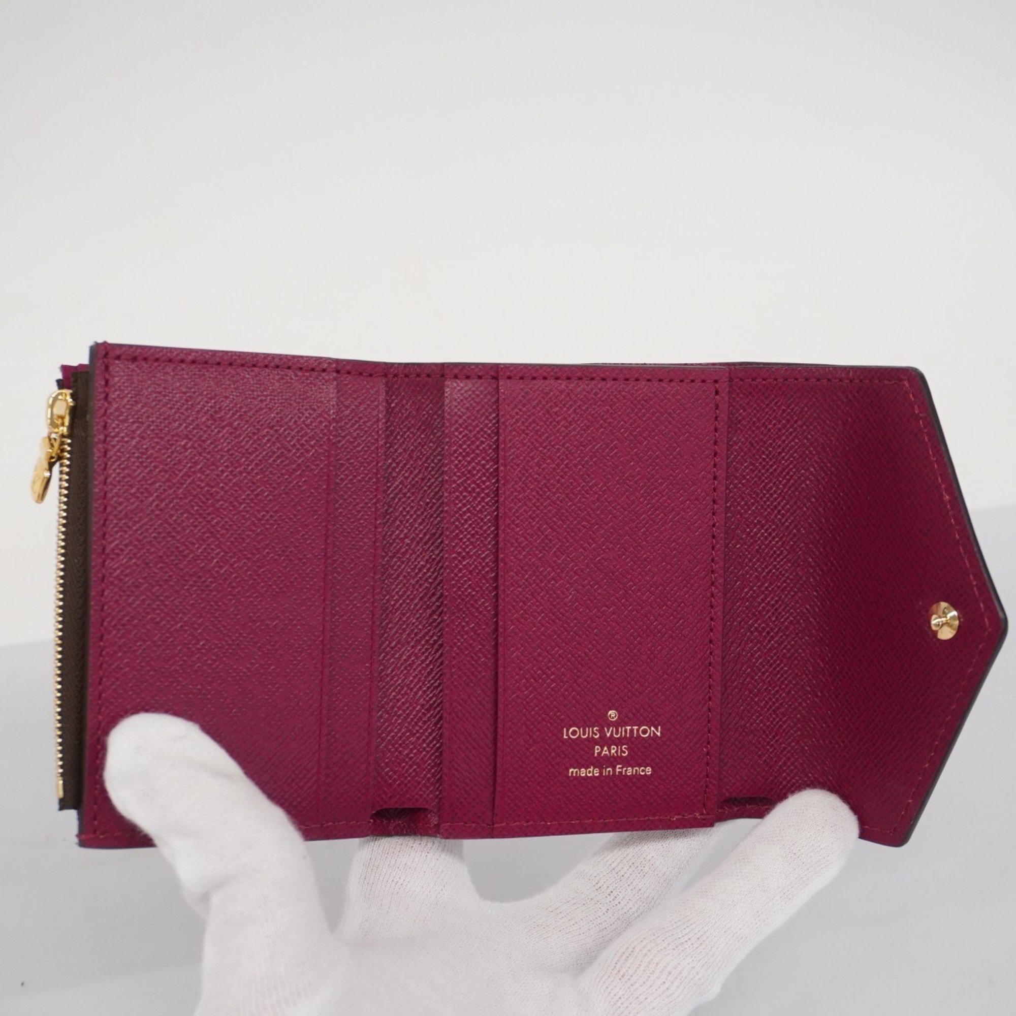 Louis Vuitton Tri-fold Wallet Monogram Portefeuille Zoe M62932 Brown Fuchsia Women's