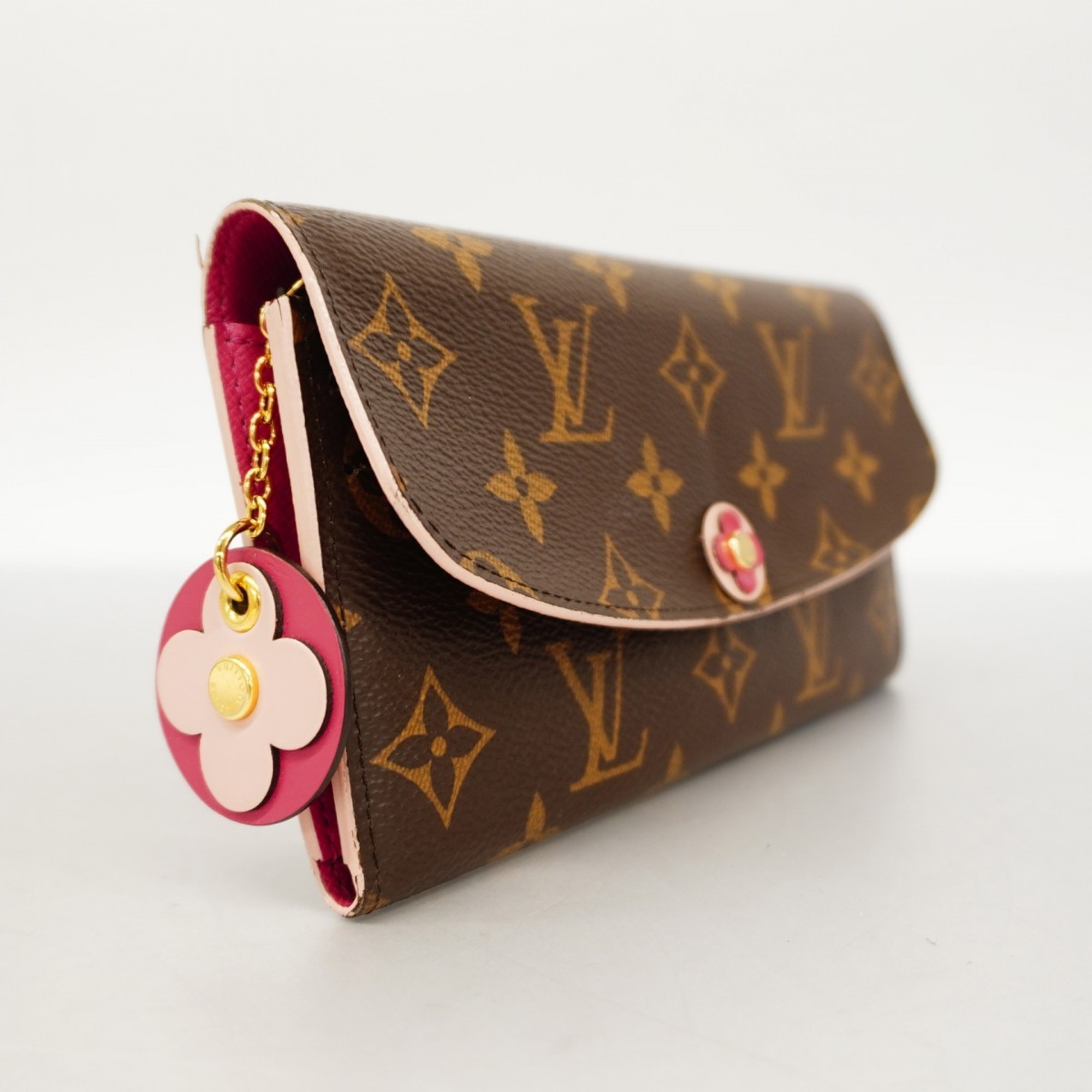 Louis Vuitton Long Wallet Monogram Portefeuille Emily M64202 Rose Ballerine Ladies